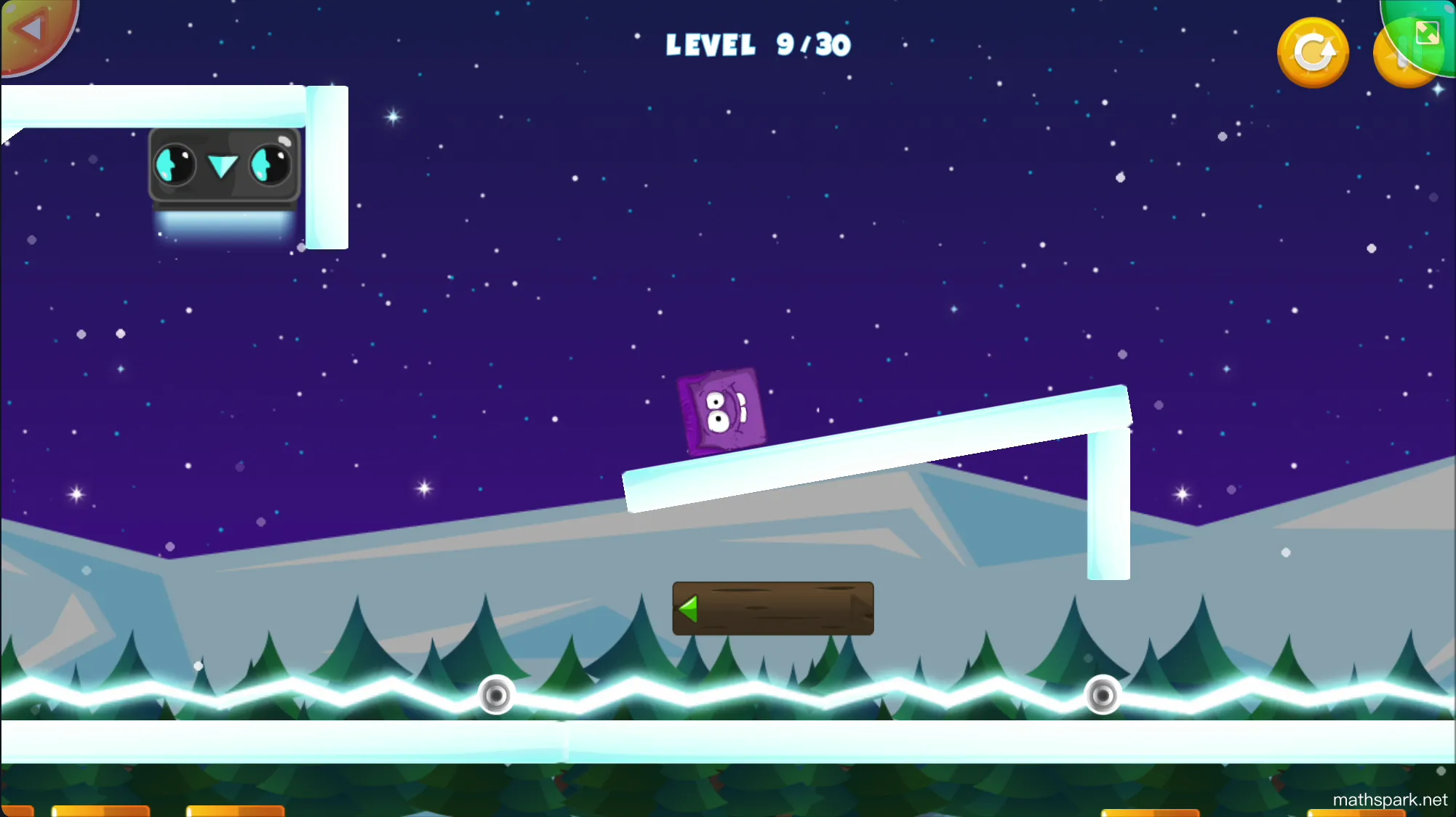 Navigating through diverse obstacles including fans, portals, and moving platforms in Icy Purple Head.