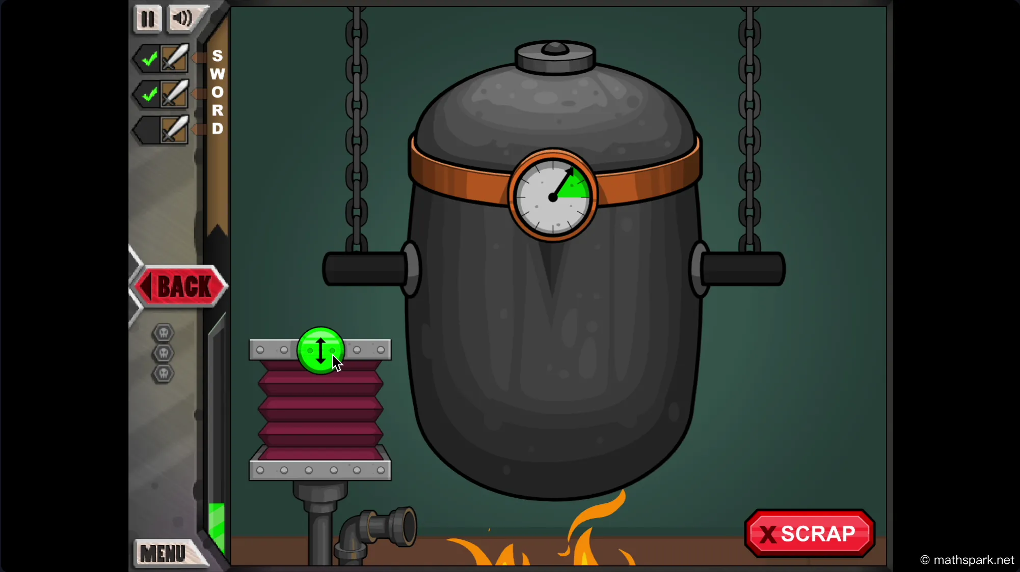 Pouring molten metal into a weapon mold in Jacksmith